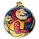 Pallina Dell'Arte Ceramiche albero Natale smaltata Befana su sfondo blu 10 cm dipinta mano s1