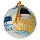 Pallina Dell'Arte Ceramiche albero Natale smaltata Befana su sfondo blu 10 cm dipinta mano s2