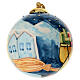 Pallina Dell'Arte Ceramiche albero Natale smaltata Befana su sfondo blu 10 cm dipinta mano s3