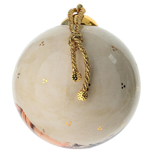 Christmas Ball Madonna with Baby on Light Background Dellarte Ceramics 10 cm Hand-Painted 3