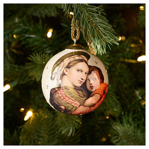 Dellarte Ceramiche Christmas tree decoration, hand-painted Virgin with Child, 3 in 2