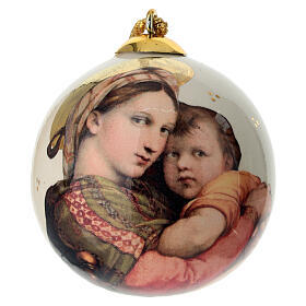 Decorazione Dell'Arte Ceramiche albero Natale Madonna Gesù Bambino 8 cm dipinta a mano