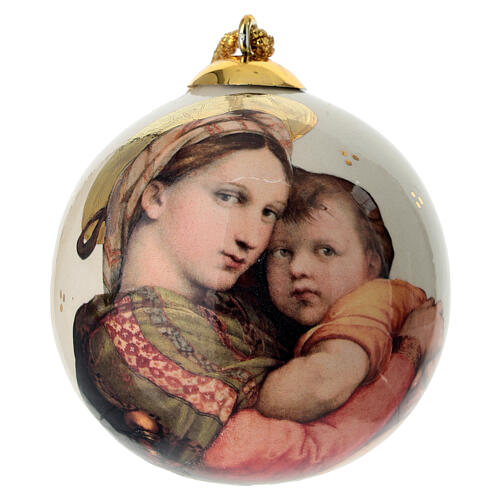 Decorazione Dell'Arte Ceramiche albero Natale Madonna Gesù Bambino 8 cm dipinta a mano 1