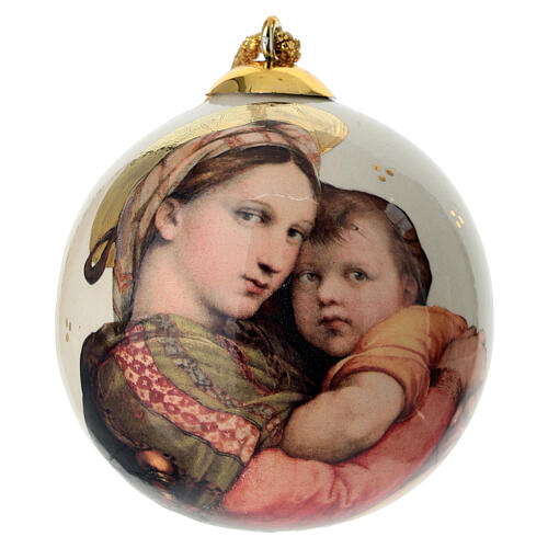 Ozdoba choinkowa Dellarte Ceramiche, Madonna z Dzieciątkiem, 8 cm, ręcznie malowana 1