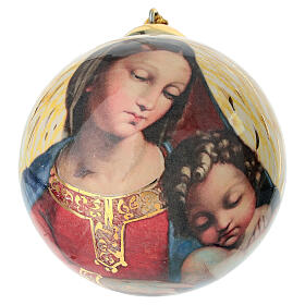 Sfera albero Natale Madonna Gesù Bambino dormiente Dell'Arte Ceramiche 10 cm dipinta