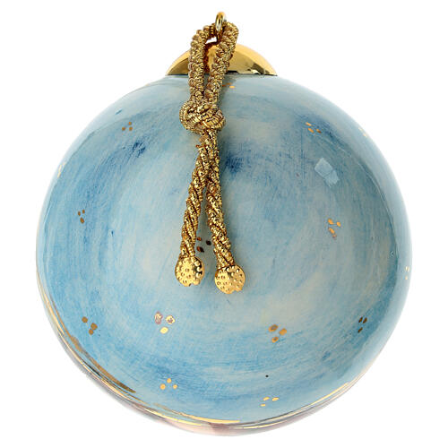 Esfera para árvore de Natal Madonna com Menino Jesus dormindo Dellarte Ceramiche 10 cm pintada 3