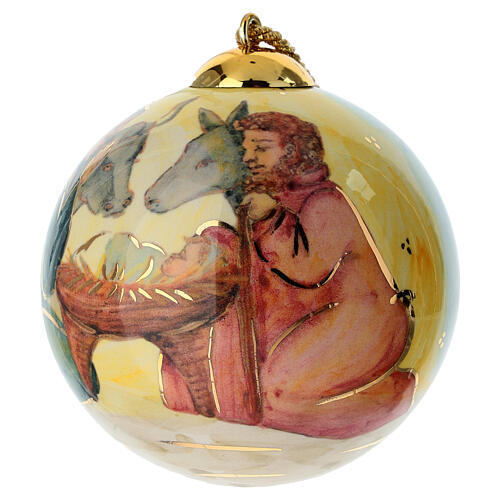 Bombka z motywem Świętej Rodziny, Dellarte Ceramiche, ręcznie malowana, 10 cm 5