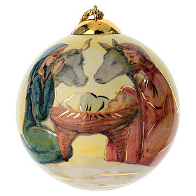 Hand-Painted Christmas Tree Ball Nativity Scene Dellarte Ceramics 10 cm