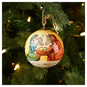 Addobbo albero Natale scena Natività Dellarte Ceramiche dipinta a mano 8 cm