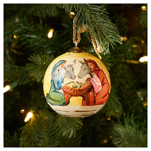 Addobbo albero Natale scena Natività Dellarte Ceramiche dipinta a mano 8 cm 2