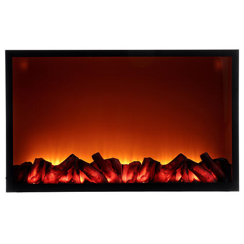 Black stove with flame effect LED light 50x80x10 cm 1