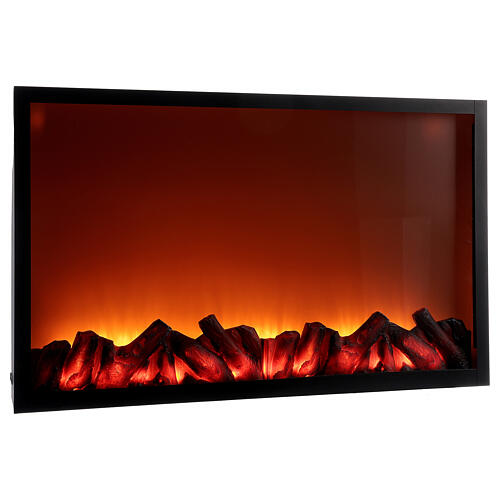 Black stove with flame effect LED light 50x80x10 cm 3