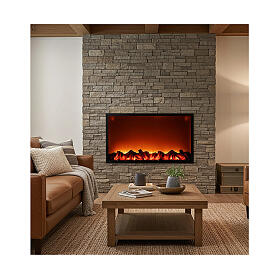 Cheminée LED effet flamme noire 50x80x10 cm