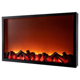 Black wood stove with flame effect LED light 50x80x10 cm