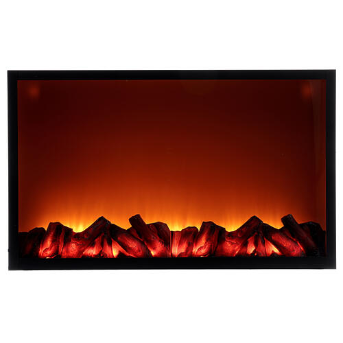 Black wood stove with flame effect LED light 50x80x10 cm 1
