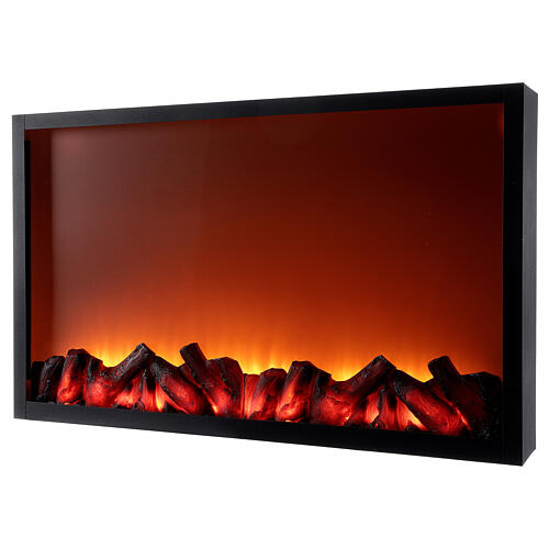 Black wood stove with flame effect LED light 50x80x10 cm 2