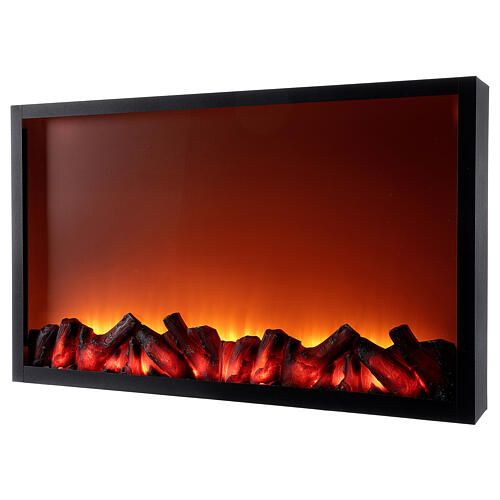 Black wood stove with flame effect LED light 50x80x10 cm 3