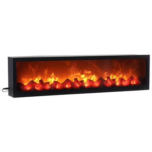 Rectangular fireplace with LED fire effect 20x80x10 cm 3