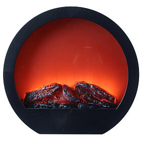 Kamin mit LEDs und Flammen-Effekt rund, 30x34x10 cm