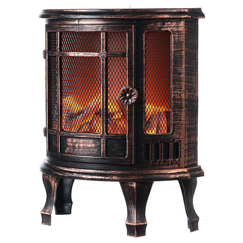 Poële à bois style ancien effet flamme LED 30x25x15 cm 3