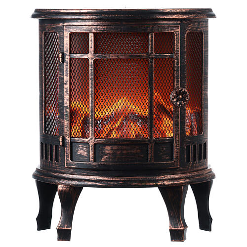 Old wood stove with LED fire effect 30x25x15 cm 1