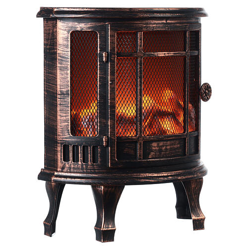 Old wood stove with LED fire effect 30x25x15 cm 3