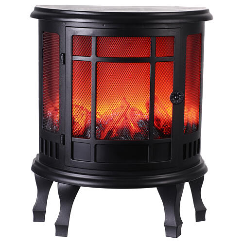 Kamin mit LEDs und Flammen-Effekt rund, 55x45x24 cm 3