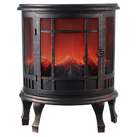 Ancien poêle à bois effet flamme LED 55x45x25 cm