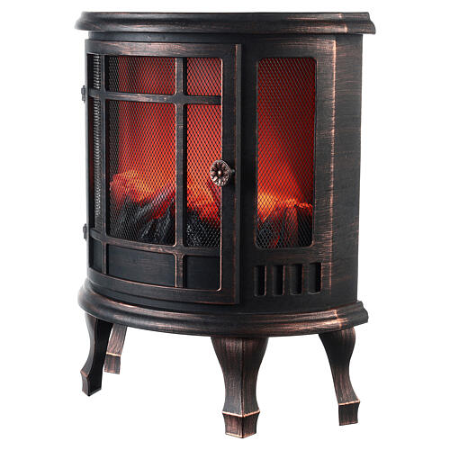 Ancien poêle à bois effet flamme LED 55x45x25 cm 4