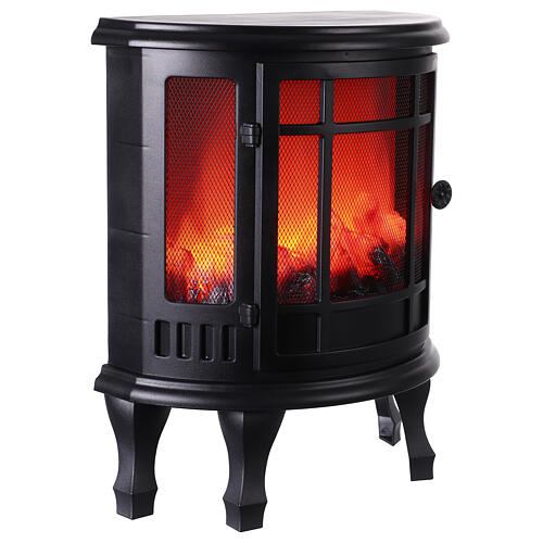 Ancien poêle à bois effet flamme LED 55x45x25 cm 5