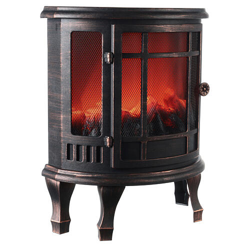 Ancien poêle à bois effet flamme LED 55x45x25 cm 6