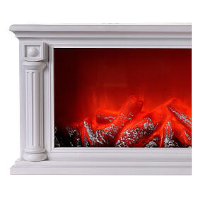 Antique style white LED fireplace with fire flame effect 20x60x15 cm