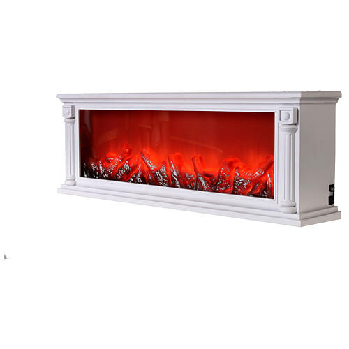 Antique style white LED fireplace with fire flame effect 20x60x15 cm 3