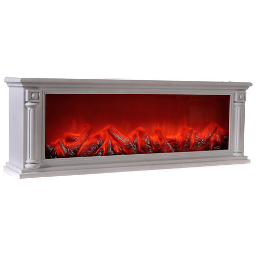 Antique style white LED fireplace with fire flame effect 20x60x15 cm 4
