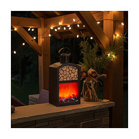 Lanterna LED efeito chama 35x20x10 cm