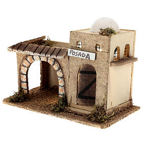 Locanda araba sughero con luce 15x20x10 cm presepe 6-8 cm