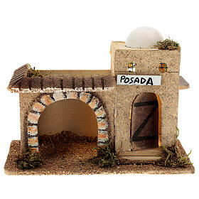 Taberna estilo árabe cortiça com luz para presépio com figuras altura média 6-8 cm, medidas 15x20x10 cm