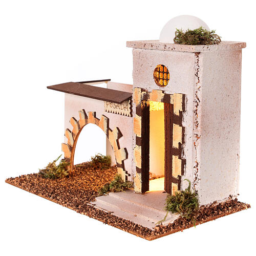 Taberna estilo árabe cortiça com luz para presépio com figuras altura média 6-8 cm, medidas 15x20x10 cm 7