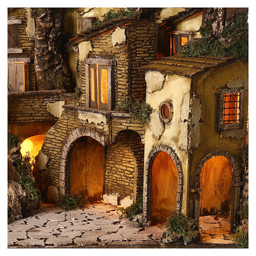 Neapolitan nativity village 1700s style with waterfall lights, 45x60x40 cm 2