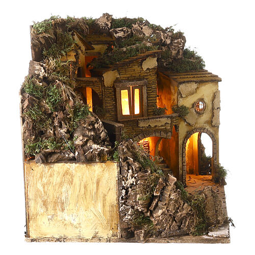 Neapolitan nativity village 1700s style with waterfall lights, 45x60x40 cm 7