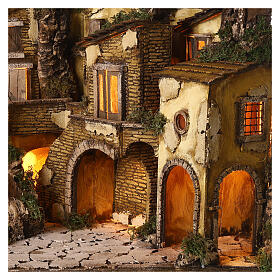 Borgo presepe napoletano stile 700 cascata luci 45x60x40 cm