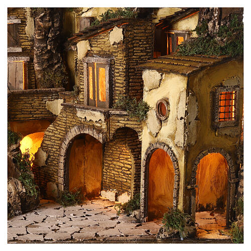 Borgo presepe napoletano stile 700 cascata luci 45x60x40 cm 2