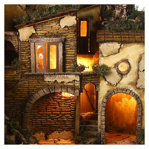 Borgo presepe napoletano stile 700 cascata luci 45x60x40 cm 6