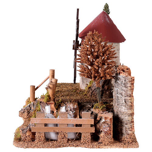 Paesaggio mulino a vento funzionante presepi 6-8 cm 25x30x20 cm 4