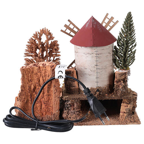 Paesaggio mulino a vento funzionante presepi 6-8 cm 25x30x20 cm 5
