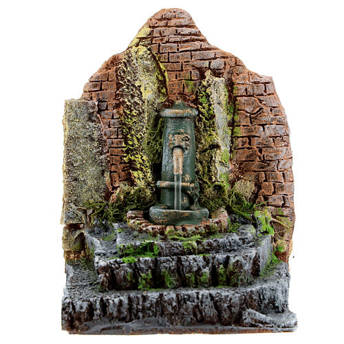 Working fountain in masonry Nativity Scene 10-12 cm 14x13x12 cm 1