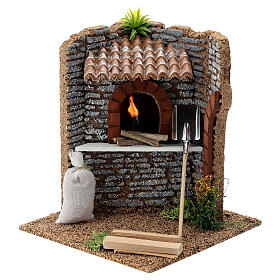 Corner brick oven figurine with LED flame, 15x15x15 cm 10-12 cm nativity