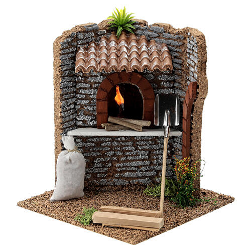 Corner brick oven figurine with LED flame, 15x15x15 cm 10-12 cm nativity 1