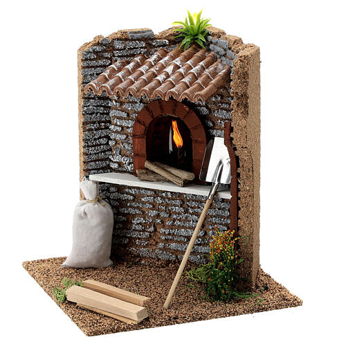 Corner brick oven figurine with LED flame, 15x15x15 cm 10-12 cm nativity 2