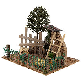 Farm fence with hay, for 8-10 cm nativity 20x15x15 cm